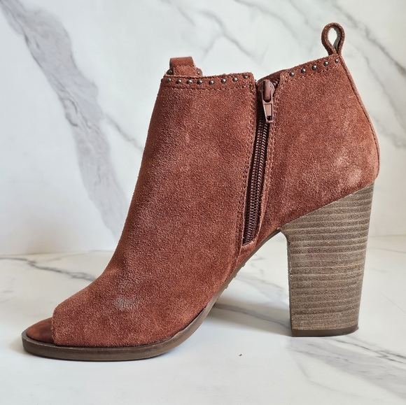Suede Lucky Brand Lotisha Open Toe Boots Size 10 - Picture 11 of 13